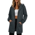 thumbnail image 3 of Jsaierl Zip Up Long Hoodies for Women Casual Solid Color Hooded Sweatshirt Oversized Cotton Long Sleeve Jackets Winter Fashion S-2XL, 3 of 9