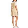 thumbnail image 3 of INSPIRE CHIC Women's Peter Pan Collar Dresses Short Sleeve A-Line Mini Dress XS Beige, 3 of 6