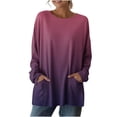 thumbnail image 5 of Wowcloth Women's Ombre Long Sleeve Top, Casual Loose Fit with Pockets for Daily Wear and Travel, 5 of 7
