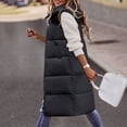 thumbnail image 4 of Oversized Down Vests Women's Outdoor Coats Hooded Long Puffy Vests Winter Coats Sleeveless Insulated Jackets Women's Vests Vest Long Dress Jacket Convertible Vest Womens down Jacket Heavy Heated Vest, 4 of 7