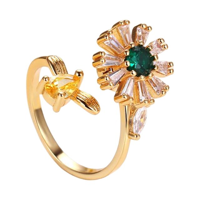 Minnieouse Anillo de tamaño ajustable para mujer, anillos abiertos con patrón de flores suaves y personalidad, regalo, accesorios de joyería de Ropa, zapatos y accesorios Miscelánea Oro