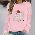 thumbnail image 4 of HOMBOM Merry Christmas Sweatshirts for Womens Lightweight Merry and Bright Pullover Crewneck Merry Christmas Fall Ladies Tops Pink, 4 of 6