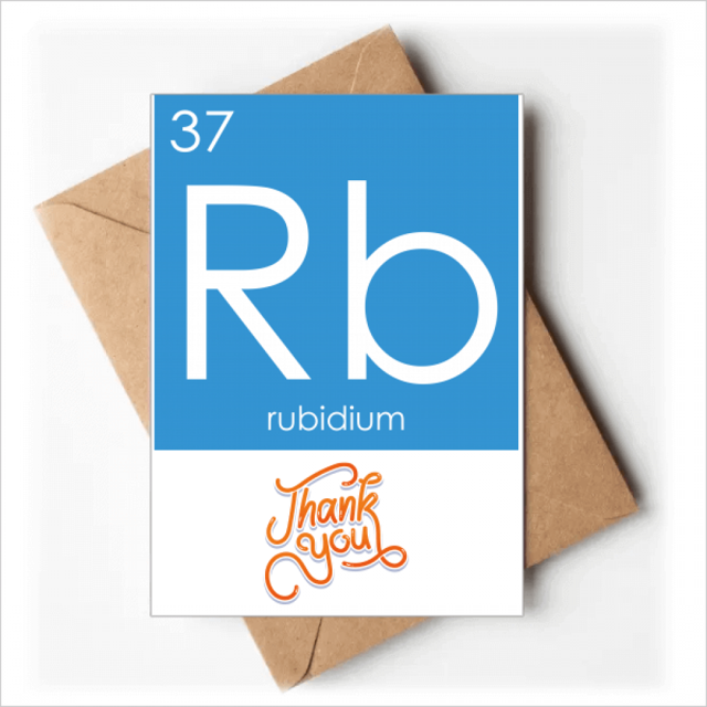 La química entre el cuadro de metal alcalino elementos rubidio Nota en blanco del sobre de la tarjeta de agradecimiento