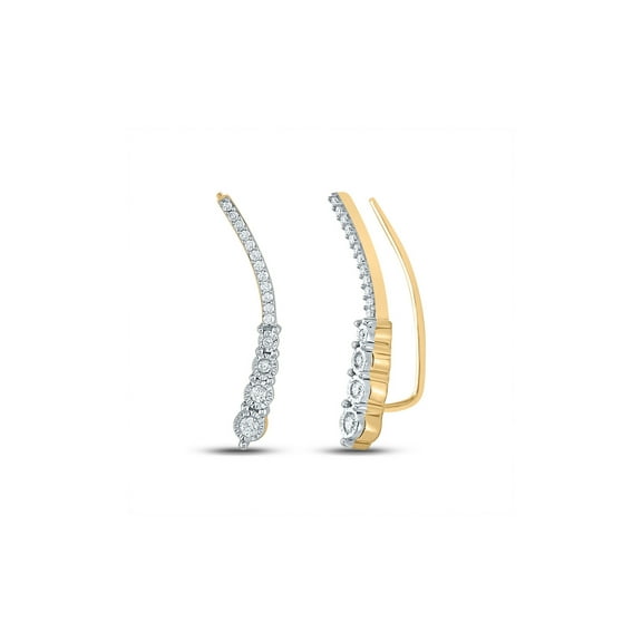 L U DIAMONDS Yellow-tone Silver Diamond Climber Earrings 1/4 Ctw