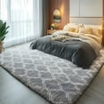thumbnail image 6 of Pentantan 5ft x 8ft Geometric Shag Area Rugs for Living Room, Moroccan Fluffy Bedroom Carpet, Light Gray, 6 of 8
