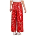 thumbnail image 2 of Lejafay Sequin Casual Pants for Girls Kids Elastic Waist Sparkling Trousers Red 14, 2 of 7