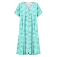 thumbnail image 2 of Nightgown Women Loose New Women’s Zip Print Nightgown with Pockets Round Neck Pleated Sleep Dress Summer Loose Comfy Home Nightshirt, 2 of 6