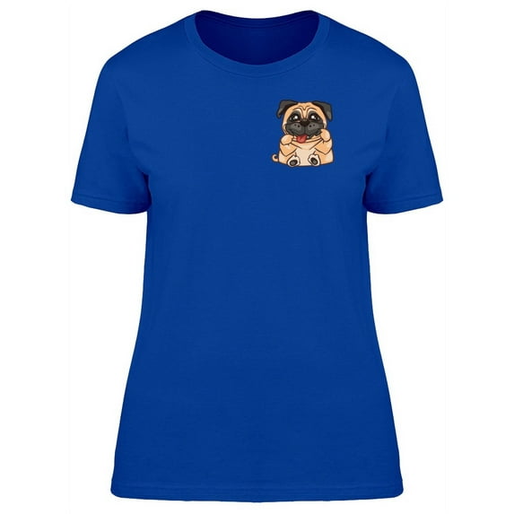 Cute Pug Dog Doodle Cartoon T-Shirt Women -Image by Shutterstock, Female Large
