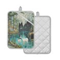 thumbnail image 2 of Two Pieces Of Square Heat Insulation Pad Oven Mitts 7x9.8 Inch Oven Microwave Kitchen Cooking Baking Mountain Deer, 2 of 7