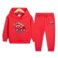 thumbnail image 2 of 3-4 Years Toddler Boys 2 Piece Outfit Set Fire Engine Graphic Hoodie and Pants, 2 of 5