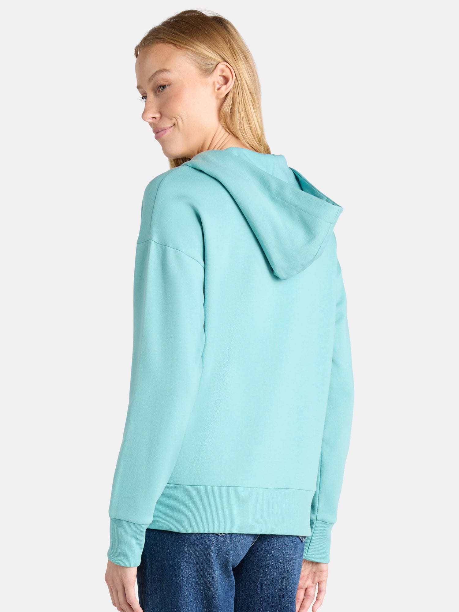 Time and Tru Women's and Women’s Plus Zip Front Fleece Hoodie Jacket, Sizes XS-4X