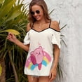 thumbnail image 3 of Rainbow Kirby Women's T Shirt Short Sleeve Off Shoulder Camisole Tee Shirt Top Summer Breathable Adjustable Cold Shoulder T-Shirt, 3 of 6