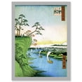 thumbnail image 1 of View Edo Konodai Tone River Japanese Boats River Cliff Top Artwork Framed Wall Art Print A4, 1 of 4