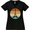 thumbnail image 3 of Inktastic Paris Eiffel Tower Retro Sunset Women's Plus Size V-Neck T-Shirt, 3 of 5