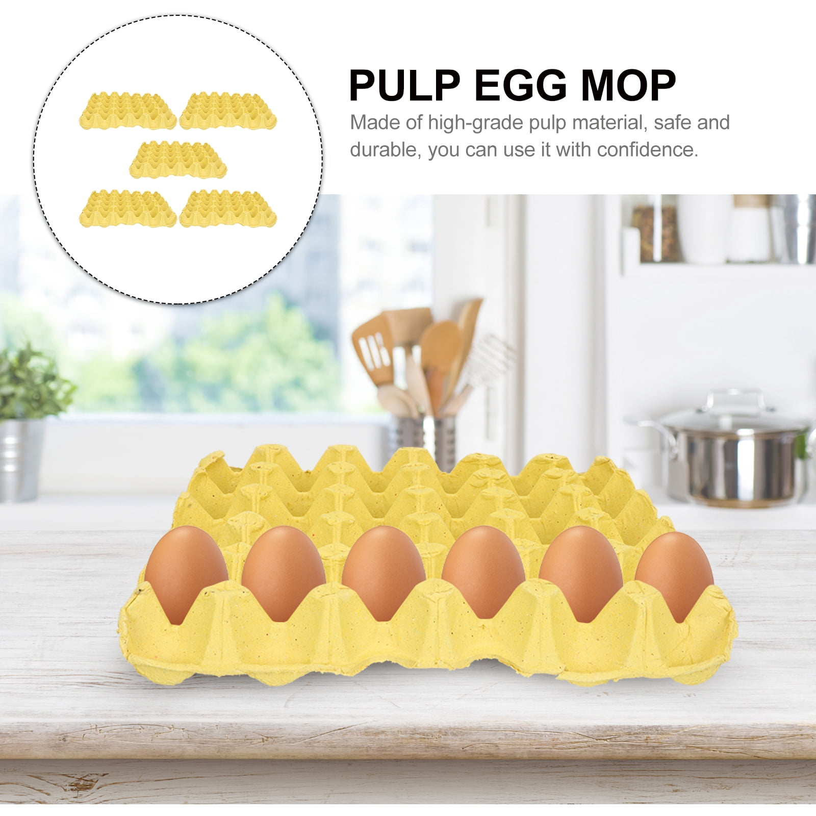 WORGEOUS 5-Pack Yellow Paper Storage Trays and Racks for Quail Eggs and Frying Cartons Organizer