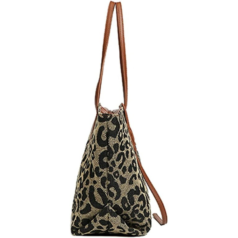 QWZNDZGR Animal Print Tote Bag for Women Leopard Print Shoulder