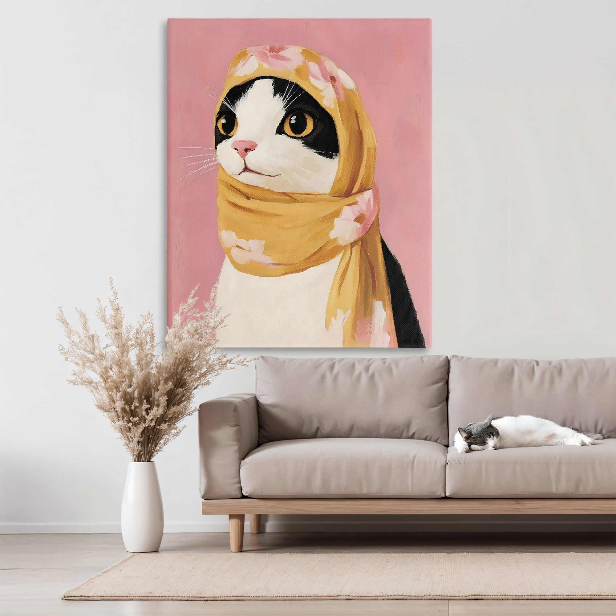 Stupell Industries Cat Babushka in Yellow Scarf Canvas Wall Art, design by The Prints Vibe