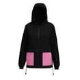 thumbnail image 5 of vdgthytj Rain Jacket Women Long Sleeve Full Zip Color Block Hooded Waterproof Fall Outdoor Outerwear with Pockets(Medium,Hot Pink), 5 of 7