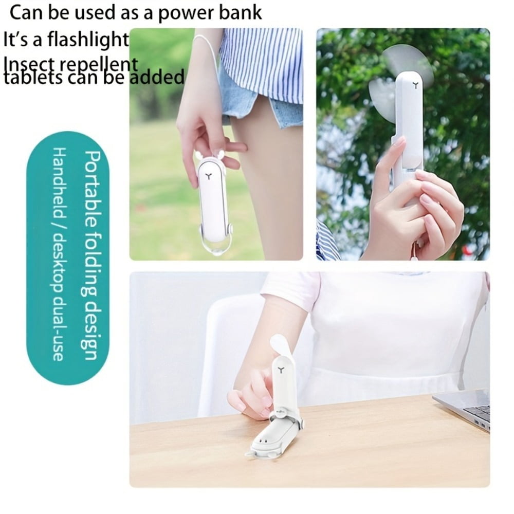 3 in 1 Mini Fan, Portable Folding Handheld Fan USB Charging, Flashlight, Random Color