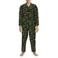 thumbnail image 3 of Honeii Pineapples Pattern Mens Pajamas Set,2pcs Men's Lounge Long Sleeve Sleep Shirt and Pajama Bottoms Sleepwear Set,Mens Pjs Sets-Large, 3 of 7