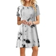 thumbnail image 2 of Pompotops Mode Femmes Casual Manches Courtes O-Cou Impression Dames en Vrac Mini Robe, 2 of 5