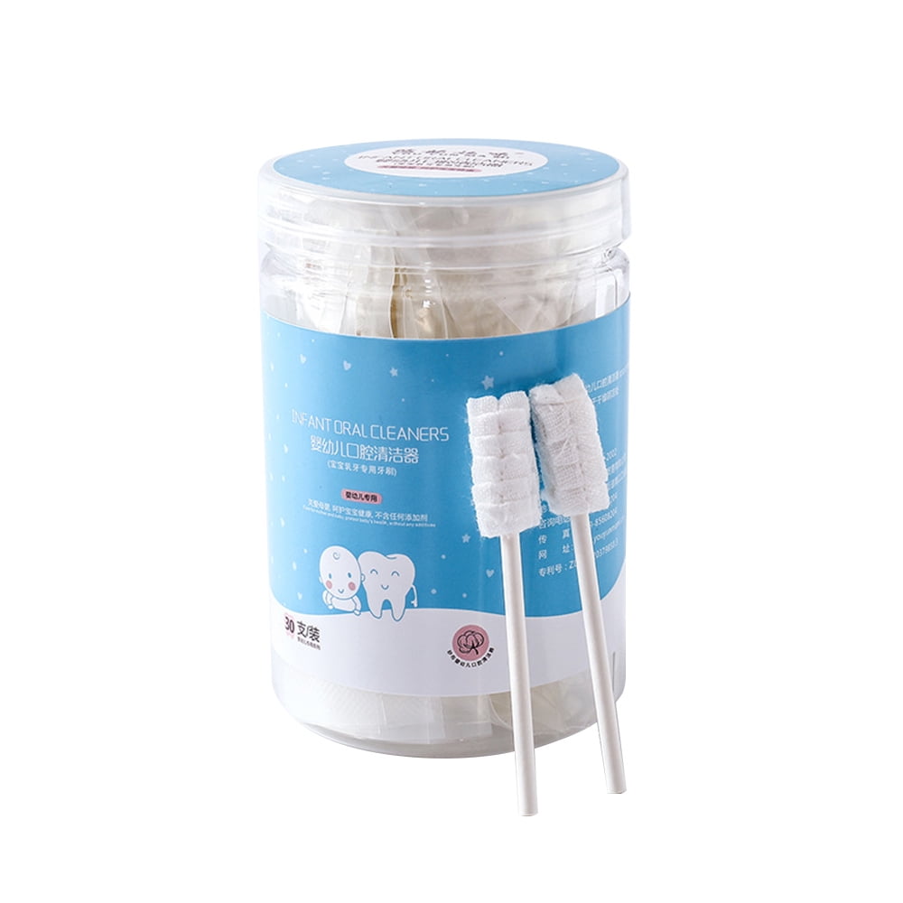 Sugeryy 30Pcs Baby Tongue Cleaner Disposable Gauze Toothbrush Paper Rod