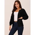 thumbnail image 2 of DARING DIVA Women's Open Front Knitted Casual Cardigan with Pockets M Black, 2 of 5