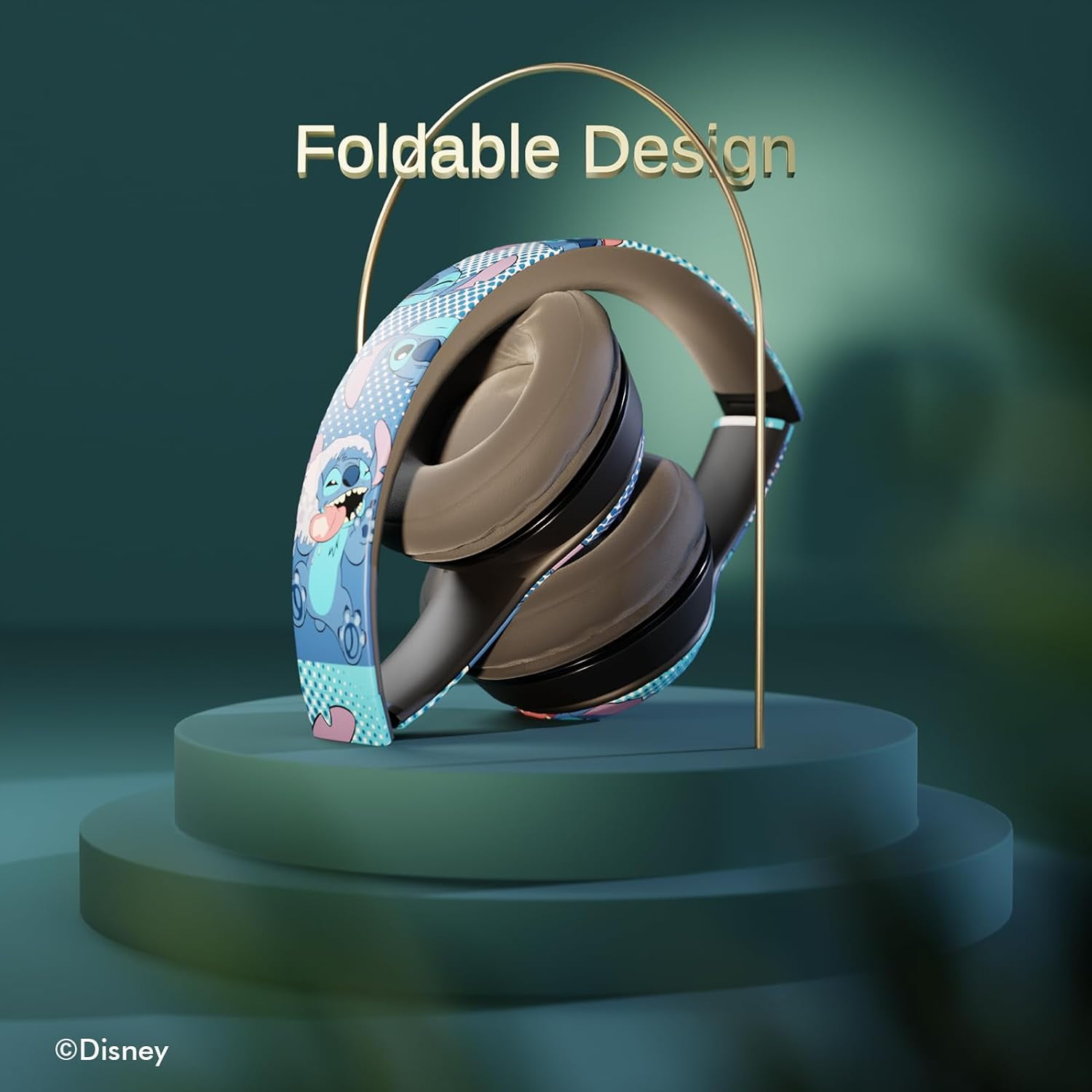 Disney Lilo & Stitch Over-Ear Wireless Foldable Headset with Microphone, Stitch Expressions