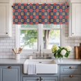 thumbnail image 2 of Retro Kaleidoscope Window Valance Curtain Blue Argyle Pattern Rod Pocket Short Curtain for Living Room, Bedroom & Kitchen Window Decor 42x12in, 2 of 8