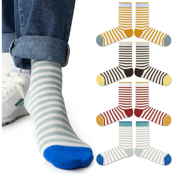 Fun Novelty Socks For Women Striped Retro Sporty Calf Socks Casual Cotton Tube Crew Socks