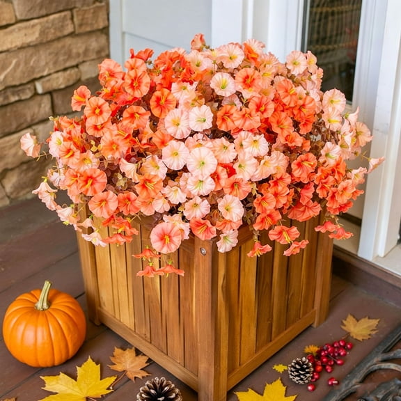 Red Artificial Fall Flowers Faux Stems Tall Bouquet for Vase Silk Home Table Centerpiece 1 Pack