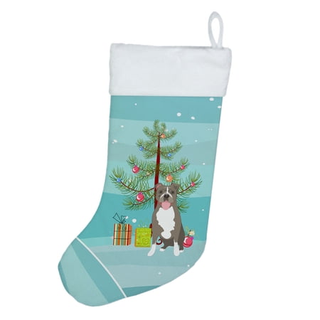 Pit Bull Blue #2 Christmas Christmas Stocking 13.5 in x 18 in