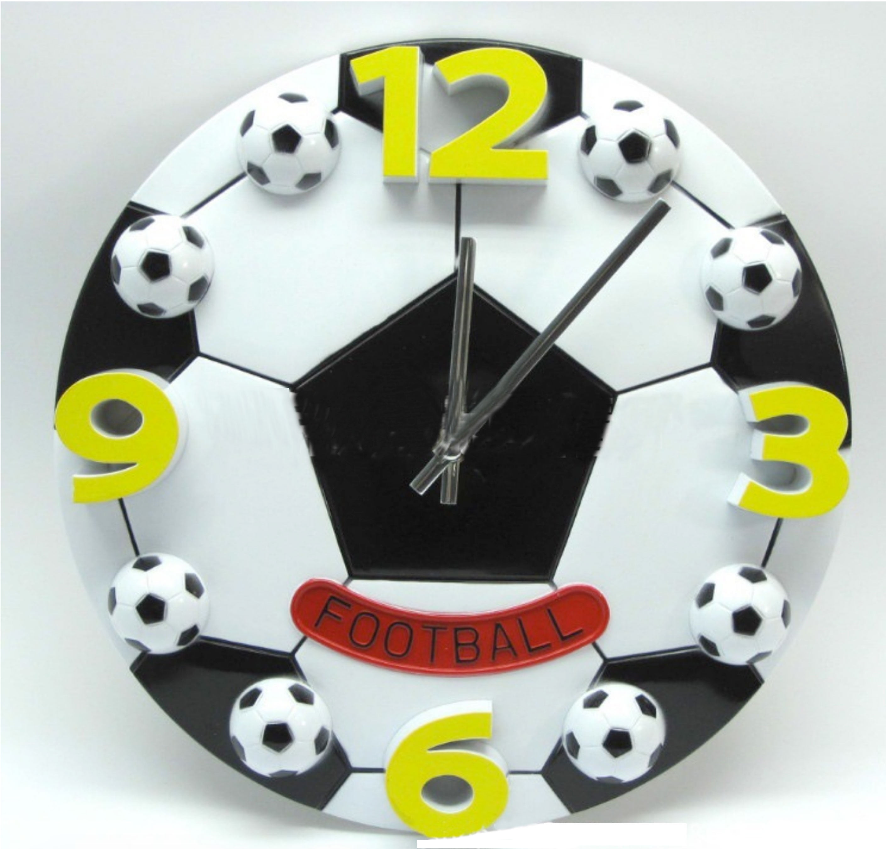 12 inch Clock with Football (Soccer) Design, Quite for kids room