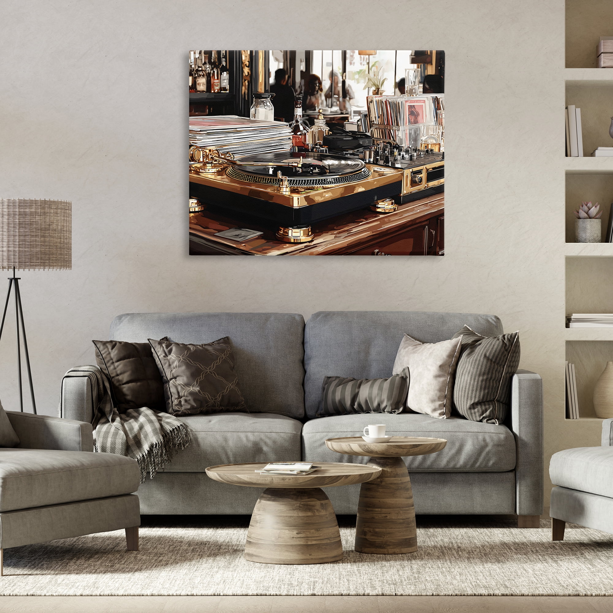 Stupell Industries Work Place Vintage Gold Turntable Canvas Wall Art, design by Franklyn Gregory