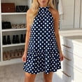 thumbnail image 4 of Jamicy Beach Dress for Women Halter Dress Summer Mini Short Dresses A Line Polka Dot Petite Sundress Flowy Vacation Party Outfits 2026, 4 of 9