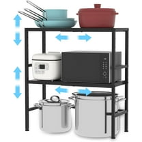 2-Tier Expandable Metal Storage Shelves, 150LBS Heavy Duty Shelving Units and Storage,Adjustable Utility Organization and Storage Shelf Rack For Kitchen Garage Laundry Bathroom Pantry Warehouse