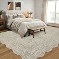 thumbnail image 4 of Garvee 10'x13' Scalloped Rug Farmhouse Braided Print Carpet, Washable Rug Soft Non Slip Low Pile Rug Indoor Neutral Carpet for Living Room Bedroom Dining Room, Beige Gray, 4 of 8