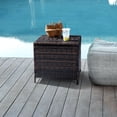thumbnail image 5 of SUREGO Outdoor Storage Side Table, 27 Gallon PE Wicker Patio End Table with Lid for Furniture Covers, Gardening Tools, Toys, Brown Rattan, 5 of 9