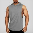 thumbnail image 2 of JTieacloth Men's Shirts Men Solid Color Brushed Camisole Hooded Sleeveless Sports Fitness Breathable Vest Casual Loose Comfortable Vest, 2 of 4