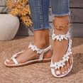 thumbnail image 5 of Viluyesy Womens Flat Sandals, Summer Fashion Floral Strappy Split Open Toe 2026 Bohemian Beach Shoes White US6.5, 5 of 9