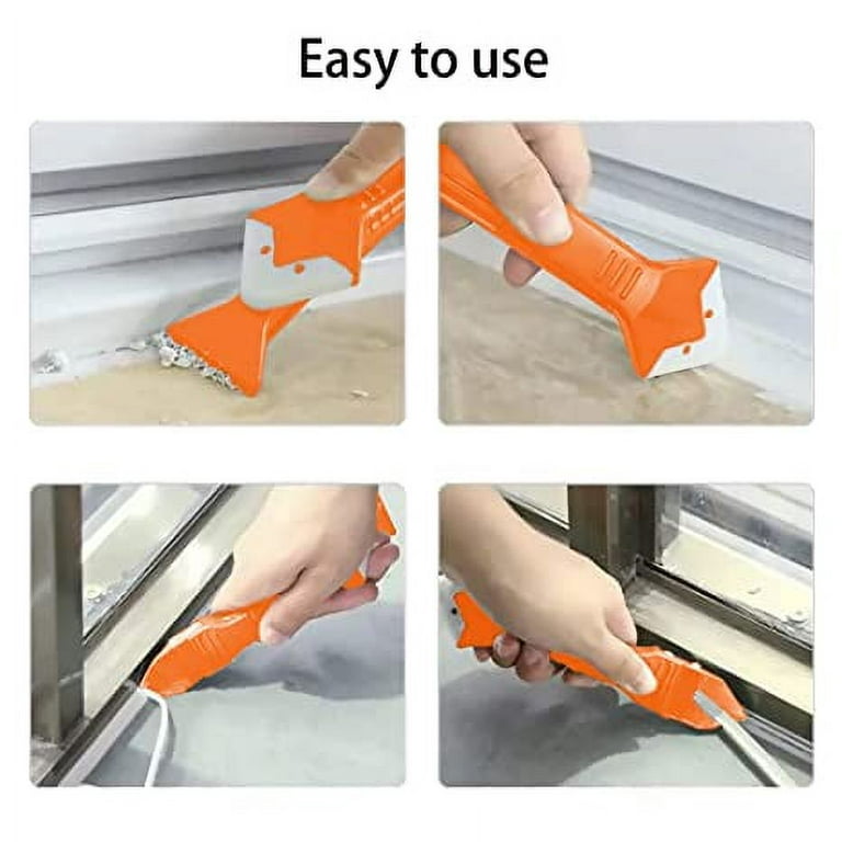 3 in 1 Silicone Caulking Tool, Easy to Clean, Silicone Trowel and Scraper,  Cleaner and Sealant Caulk Remover Tool. DIY Tools for Kitchen, Bathroom and silicone  caulk insulation and grout 