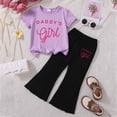 thumbnail image 2 of HCNTES Children Girls Summer Clothes Set Short Sleeve Tee Elastic Pants Little Girl School Outfit Set 4T 5T 6T 7T 8T(F02-G,2-3 Years), 2 of 4