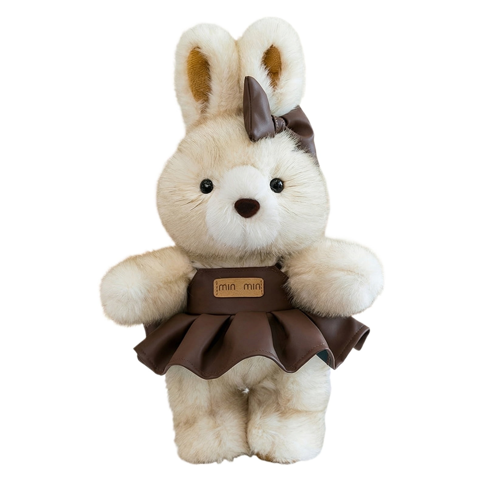 Vintage Couple - Dressed Bunny Plush Toy, Retro - Style Outfit, Soft Stuffed Animal with Bow Accent, Cuddly Companion for Kids, Decor for Nursery, Gift for Birthdays, Holidays
