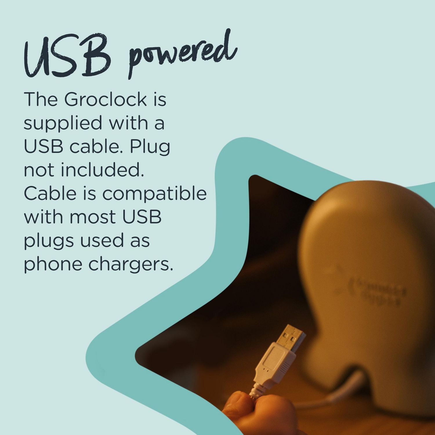 Tommee Tippee Groclock Sleep Trainer Clock, Alarm Clock and Nightlight for Young Children, USB-Powered