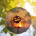 thumbnail image 3 of Stylized Metal Hanging Wind Spinner with Glowing Eyes & Grin - Unique Garden Decor for Yard Vibrant Sunset Design Eye - Catching, 3 of 6