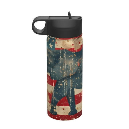 

Tideii Vintage American Flag Elephant for 18OZ Insulated Space Bottle Stainless Steel Water Cup with Straw Suitable for Outdoor Sports Unisex