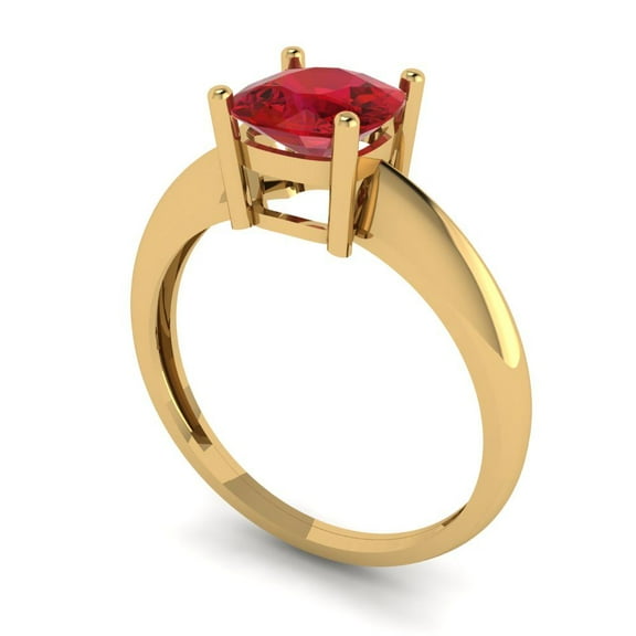 1.5 ct Cushion Cut Simulated Pink Tourmaline Solitaire Engagement Ring for Women in 18K Yellow Gold