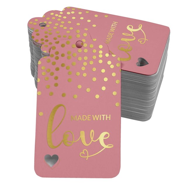 Inkdotpot Real Gold Foil Made With Love Text Tags Favor Hang Paper Tags 100 Pack