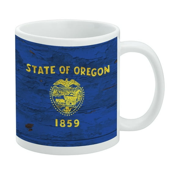 Rustic Oregon State Flag Distressed USA White Mug