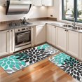 thumbnail image 3 of Kitchen Rugs Sets Of 2,Black Turquoise and Gray Floral Pattern Anti Fatigue Kitchen Mat Rugs Non Slip Washable,Decorative Kitchen Floor Mats for Kitchen,Sink,Laundry,17"X47", 3 of 5